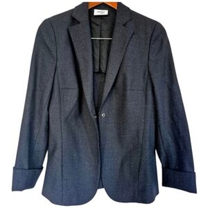 Akris Punto Classic Black Wool Blend Snap Button Blazer Size 8